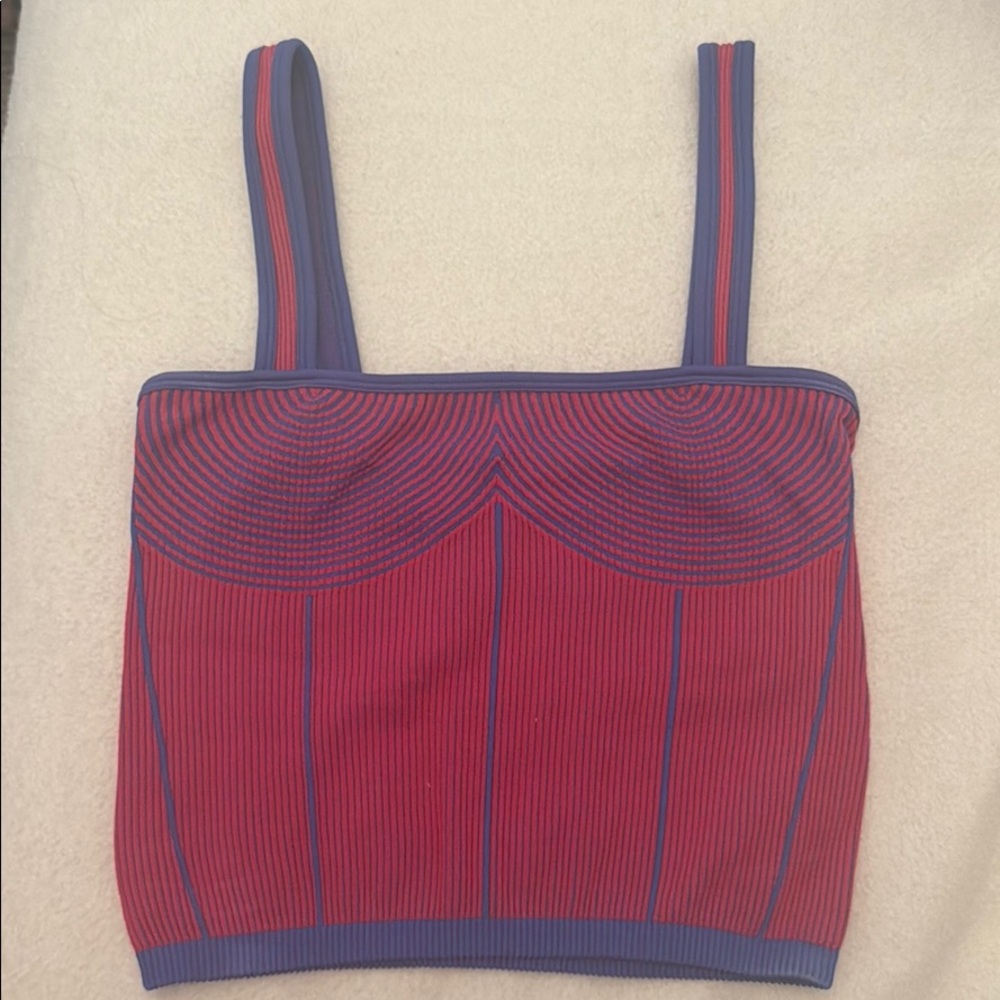 Pink and blue zara cropped tank top